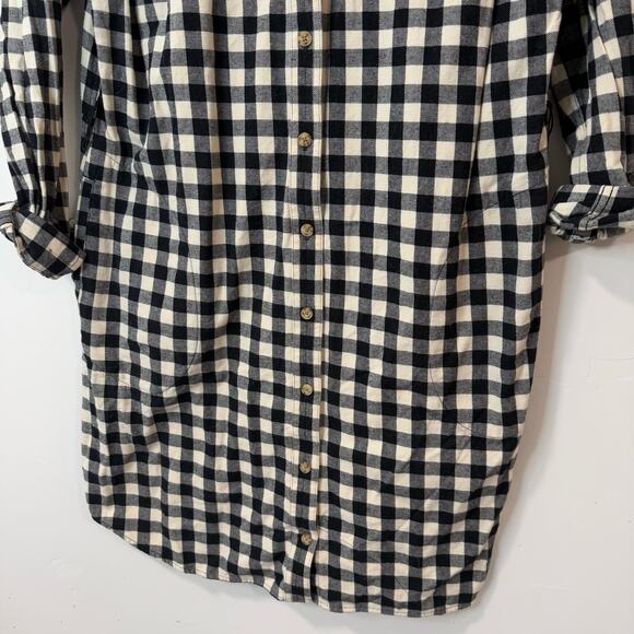 Duluth Trading Co Women's Free Swingin' Flannel Shirtdress Plaid Black Cream L - Picture 2 of 10